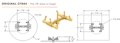 Warming Trends Original Crossfire Brass Fire Pit Burner - 84K BTU 7.5" x 7.5"