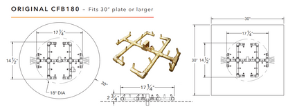 Warming Trends Original Crossfire Brass Fire Pit Burner - 180K BTU 17" X 15"