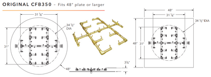 Warming Trends Original Crossfire Brass Fire Pit Burner - 350K BTU 30.5" x 30.5"