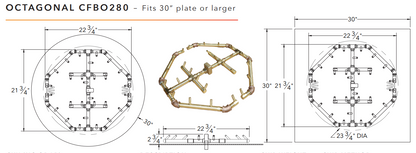 Warming Trends Octagonal Crossfire Brass Fire Pit Burner - 280K BTU 22.75" x 21.75"