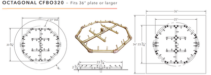 Warming Trends Octagonal Crossfire Brass Fire Pit Burner - 320K BTU 24.5" x 24.5"