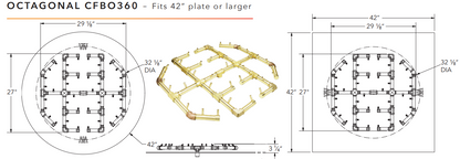 Warming Trends Octagonal Crossfire Brass Fire Pit Burner - 360K BTU 29.5” x 27.5"