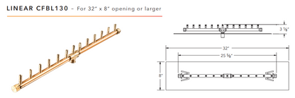 Warming Trends Linear Crossfire Brass Fire Pit Burner - 130K BTU 26”