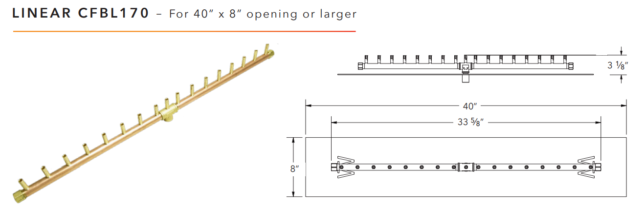 Warming Trends Linear Crossfire Brass Fire Pit Burner - 170K BTU 34”