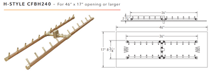 Warming Trends H-Style Crossfire Brass Fire Pit Burner - 240K BTU 36" x 9"