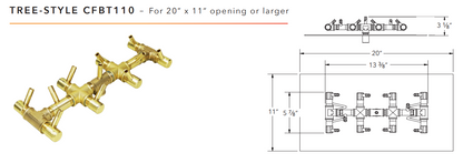 Warming Trends Tree-Style Crossfire Brass Fire Pit Burner - 110K BTU 13.75" x 5.25"