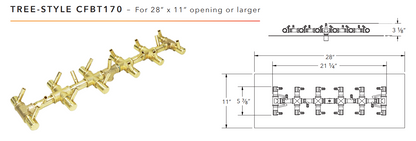 Warming Trends Tree-Style Crossfire Brass Fire Pit Burner - 170K BTU 22" x 5.25"