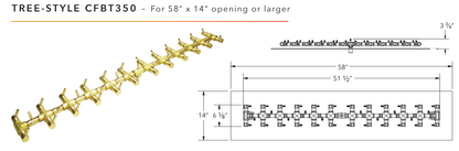 Warming Trends Tree-Style Crossfire Brass Fire Pit Burner - 350K BTU 51.5" x 7.5"