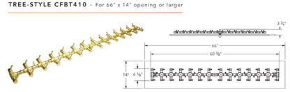 Warming Trends Tree-Style Crossfire Brass Fire Pit Burner - 410K BTU 60" x 7.5"