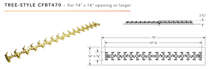 Warming Trends Tree-Style Crossfire Brass Fire Pit Burner - 470K BTU 67.75" x 7.5"
