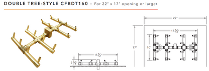 Warming Trends Double Tree-Style Crossfire Brass Fire Pit Burner - 160K BTU 15.75" x 11.25"