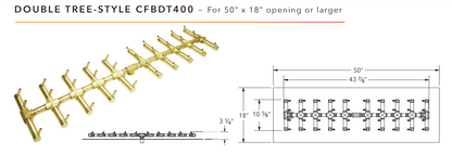 Warming Trends Double Tree-Style Crossfire Brass Fire Pit Burner - 400K BTU 44.25" x 11.5"