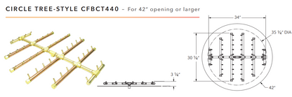 Warming Trends Circular Tree-Style Crossfire Brass Fire Pit Burner - 440K BTU 30.25” x 34"
