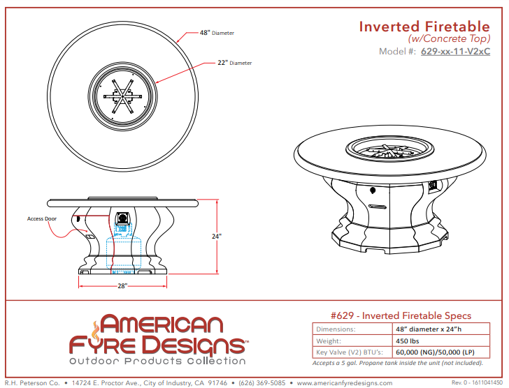 American Fyre Designs Inverted Firetable + Free Cover
