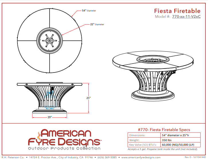 American Fyre Designs Fiesta Firetable + Free Cover