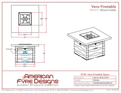 American Fyre Designs Voro Firetable + Free Cover
