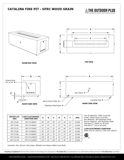 The Outdoor Plus Catalina Wood Grain Fire Pit - Free Cover