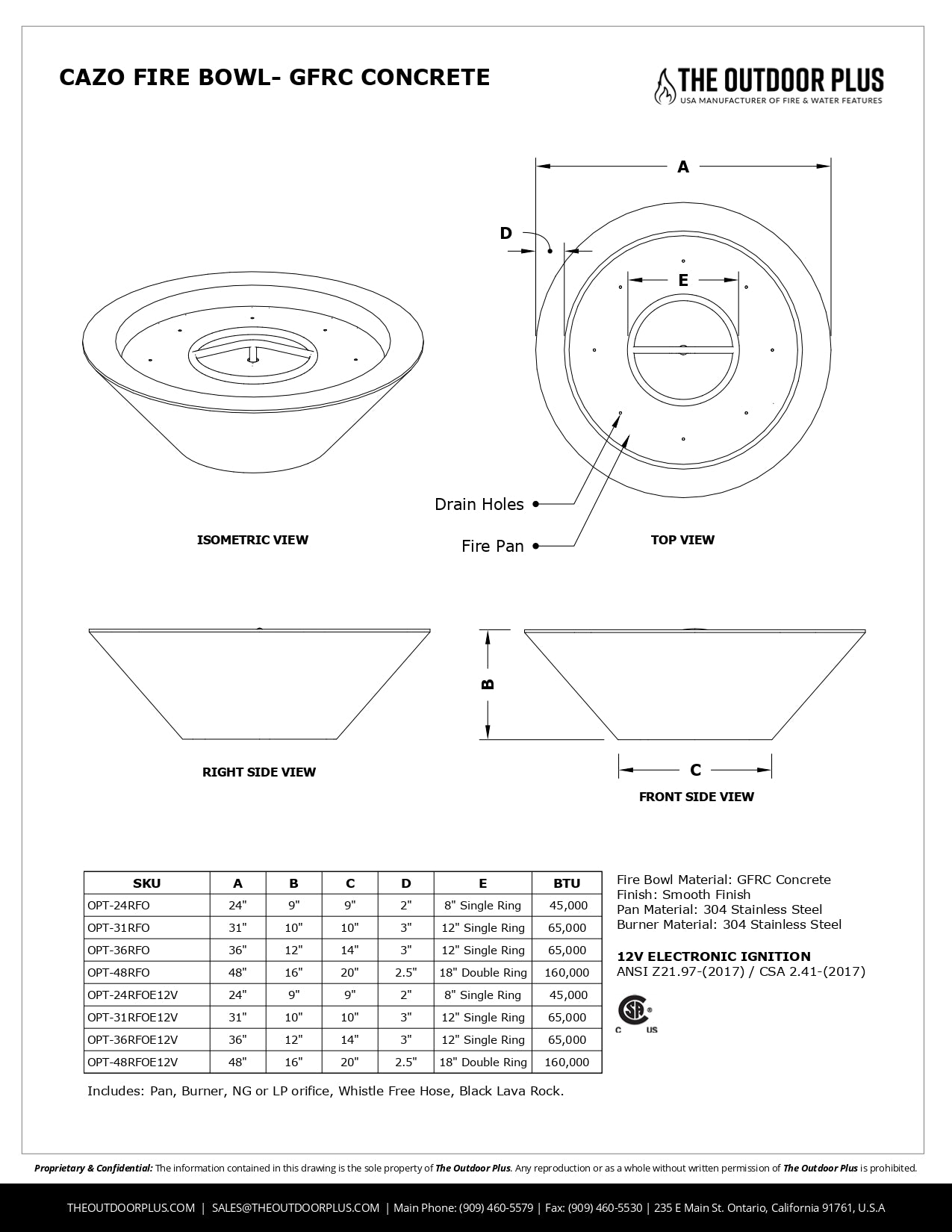 The Outdoor Plus Cazo Concrete Fire Bowl - Free Cover