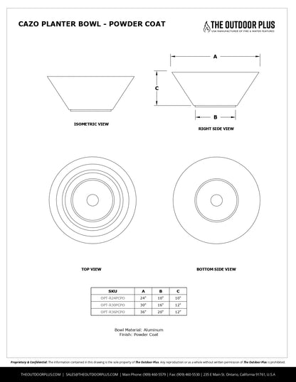 The Outdoor Plus Cazo Powder Coated Steel Planter Bowl