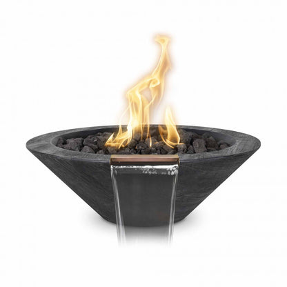 The Outdoor Plus Cazo Wood Grain Concrete Fire & Water Bowl + Free Cover