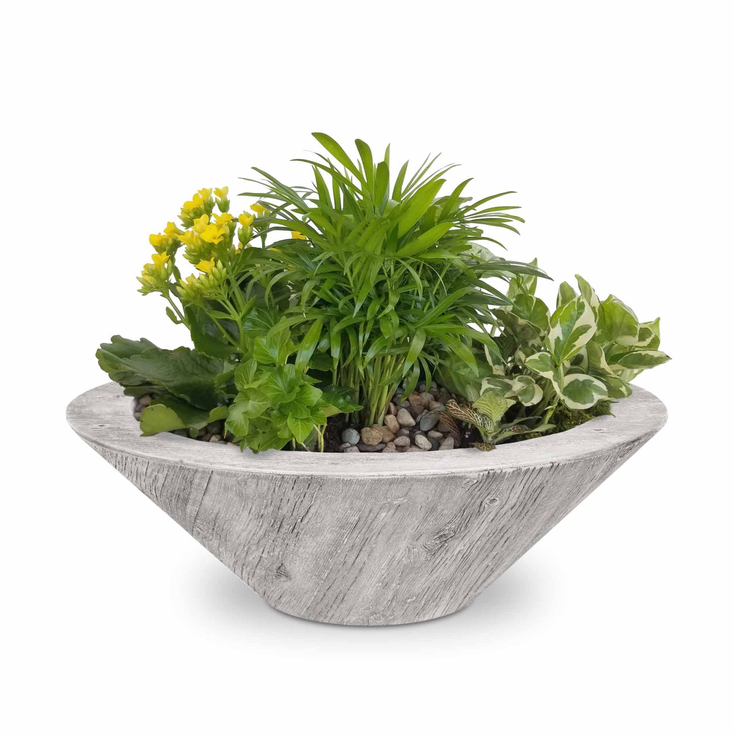 The Outdoor Plus Cazo Wood Grain Concrete Planter Bowl - Free Cover