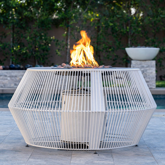 The Outdoor Plus Cesto Fire Pit - Metal Powder Coat - Black & White Collection