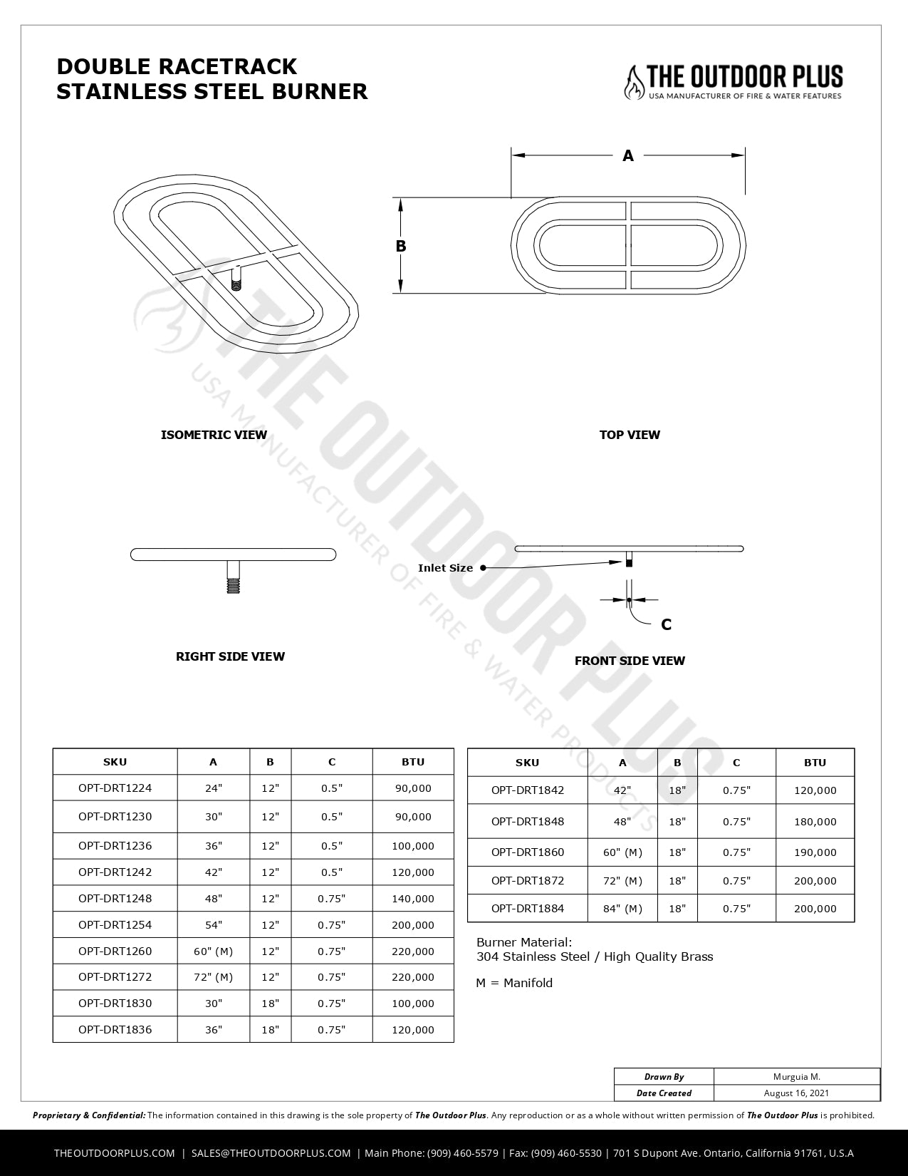 The Outdoor Plus - Double Racetrack Stainless Steel Burner