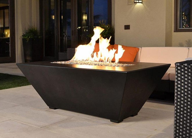 Geo Rectangle Fire Pit with Electronic Ignition 60" - Free Cover