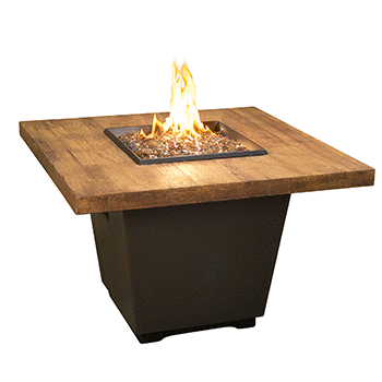 American Fyre Designs Reclaimed Wood Cosmopolitan Square Dining Firetable with Electronic Ignition + Free Cover