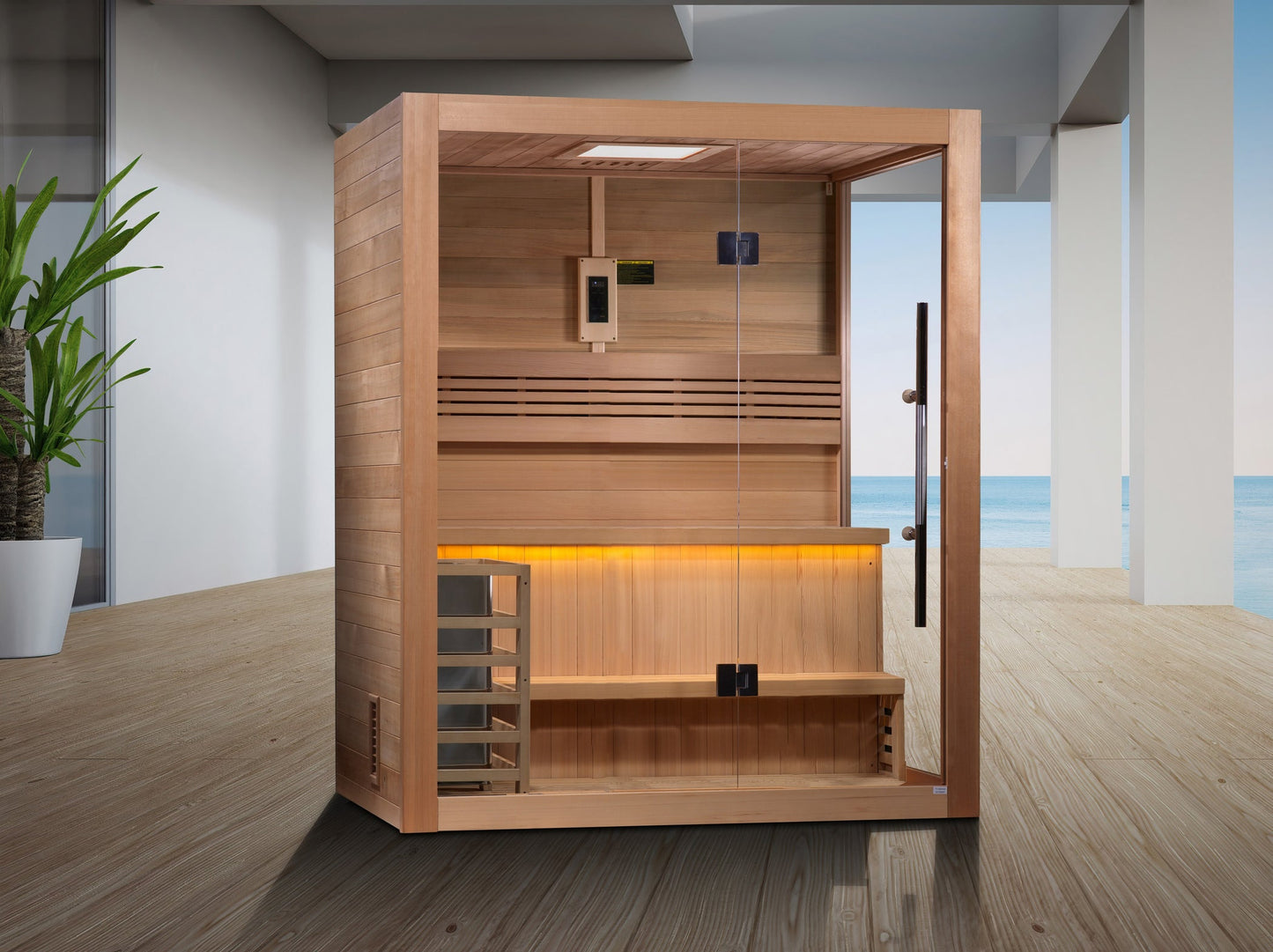 Golden Designs "Hanko Edition" 2 Person Indoor Traditional Sauna - Canadian Red Cedar Interior