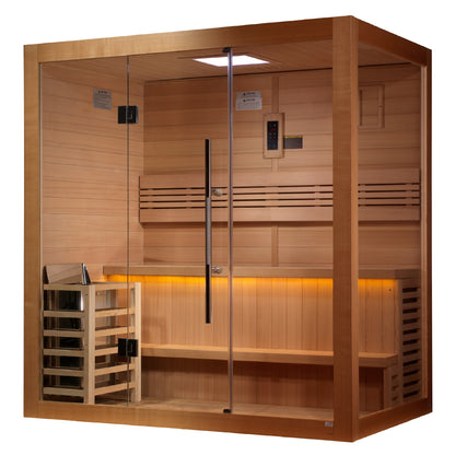 Golden Designs "Forssa Edition" 3 Person Indoor Traditional Sauna - Canadian Red Cedar Interior