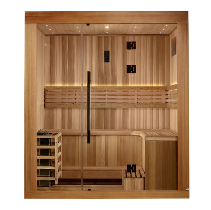 Golden Designs 2025 "Copenhagen Edition" 3 Person Traditional Sauna - Canadian Red Cedar Interior and Pacific Premium Clear Cedar Exterior