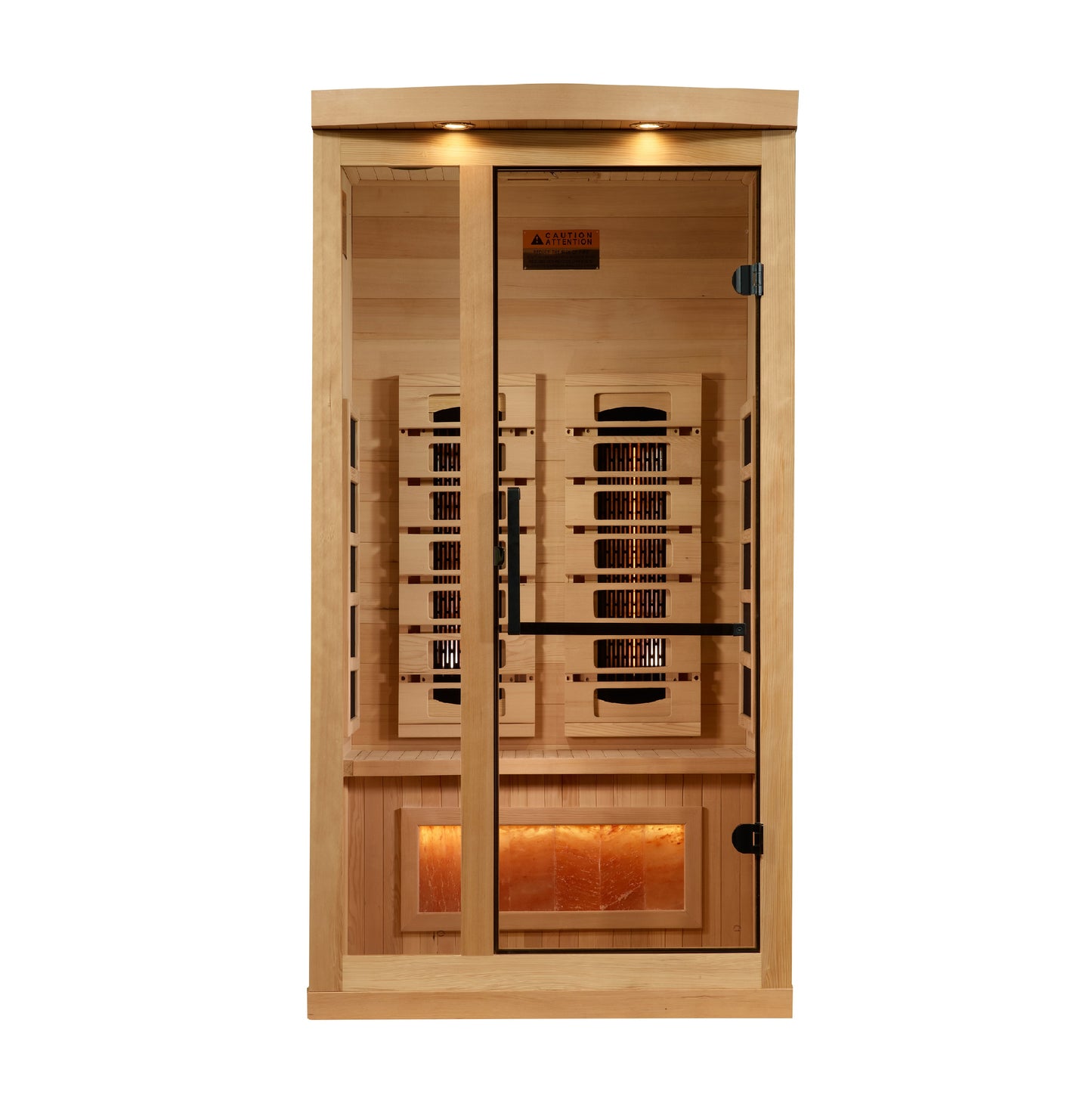 Golden Designs 1-2-Person Full Spectrum Near Zero EMF Infrared Sauna with Himalayan Salt Bar (Canadian Hemlock)