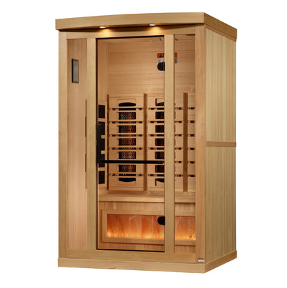 Golden Designs Reserve Edition 2-Person Full Spectrum Infrared Sauna with Himalayan Salt Bar (Canadian Hemlock)