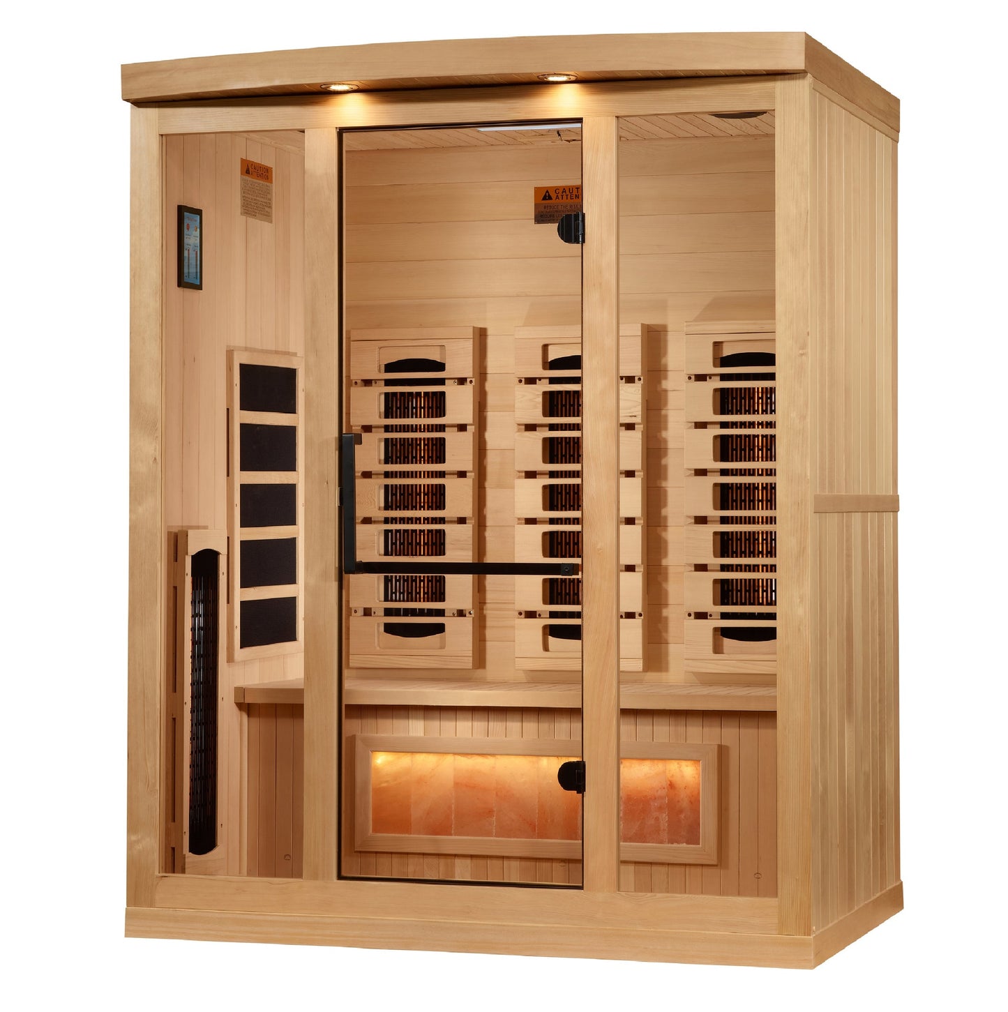 Golden Designs 3-Person Reserve Edition  Full Spectrum Infrared Sauna with Himalayan Salt Bar (Canadian Hemlock)