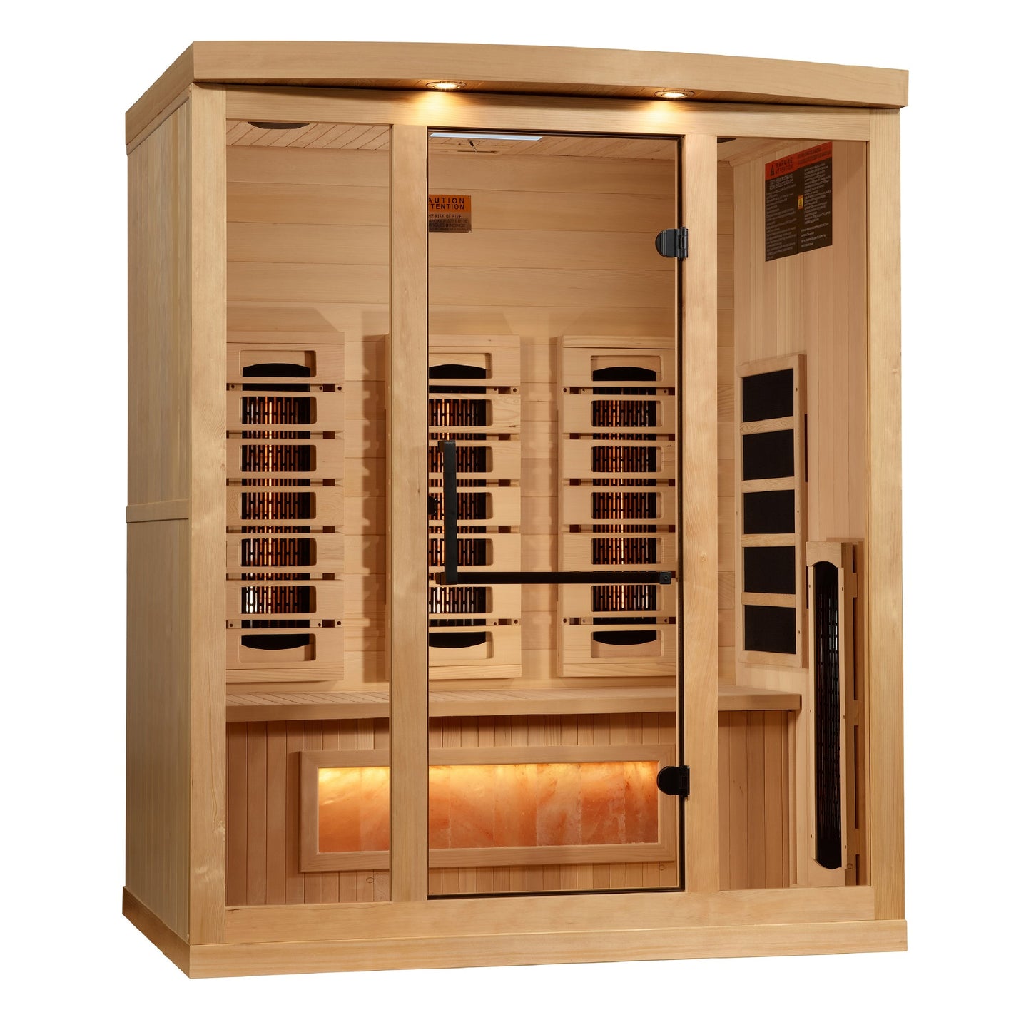 Golden Designs 3-Person Reserve Edition  Full Spectrum Infrared Sauna with Himalayan Salt Bar (Canadian Hemlock)