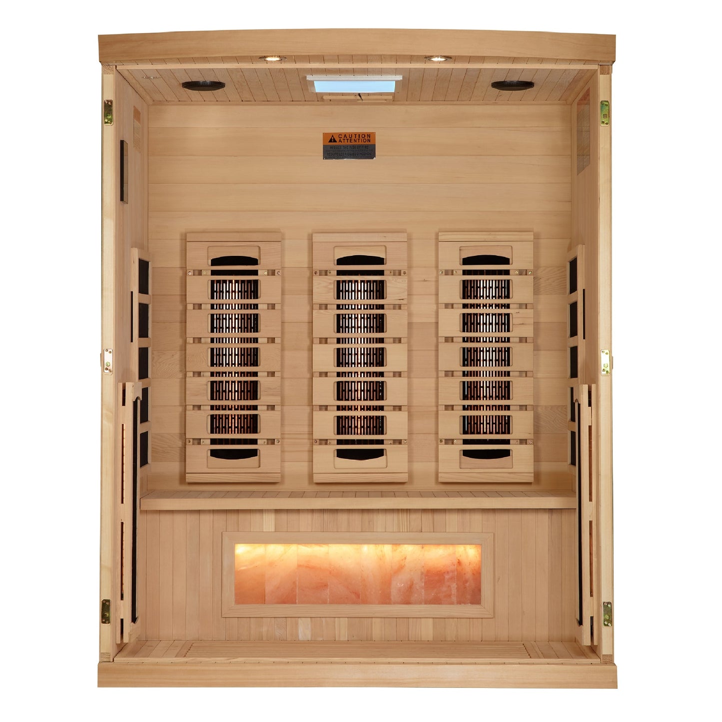 Golden Designs 3-Person Reserve Edition  Full Spectrum Infrared Sauna with Himalayan Salt Bar (Canadian Hemlock)