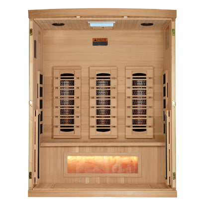 Golden Designs 3-Person Reserve Edition  Full Spectrum Infrared Sauna with Himalayan Salt Bar (Canadian Hemlock)