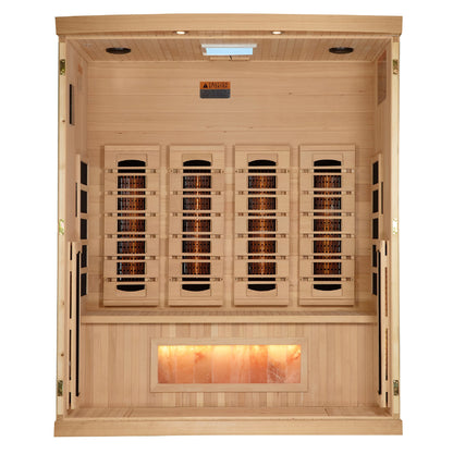 Golden Designs Reserve Edition 4-Person Full Spectrum Infrared Sauna with Himalayan Salt Bar (Canadian Hemlock)