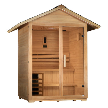 Golden Designs "Arlberg" 3 Person Traditional Outdoor Sauna -  Canadian Hemlock