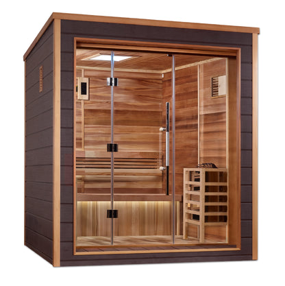 Golden Designs Drammen 3 Person Outdoor Traditional Sauna - Canadian Red Cedar Interior