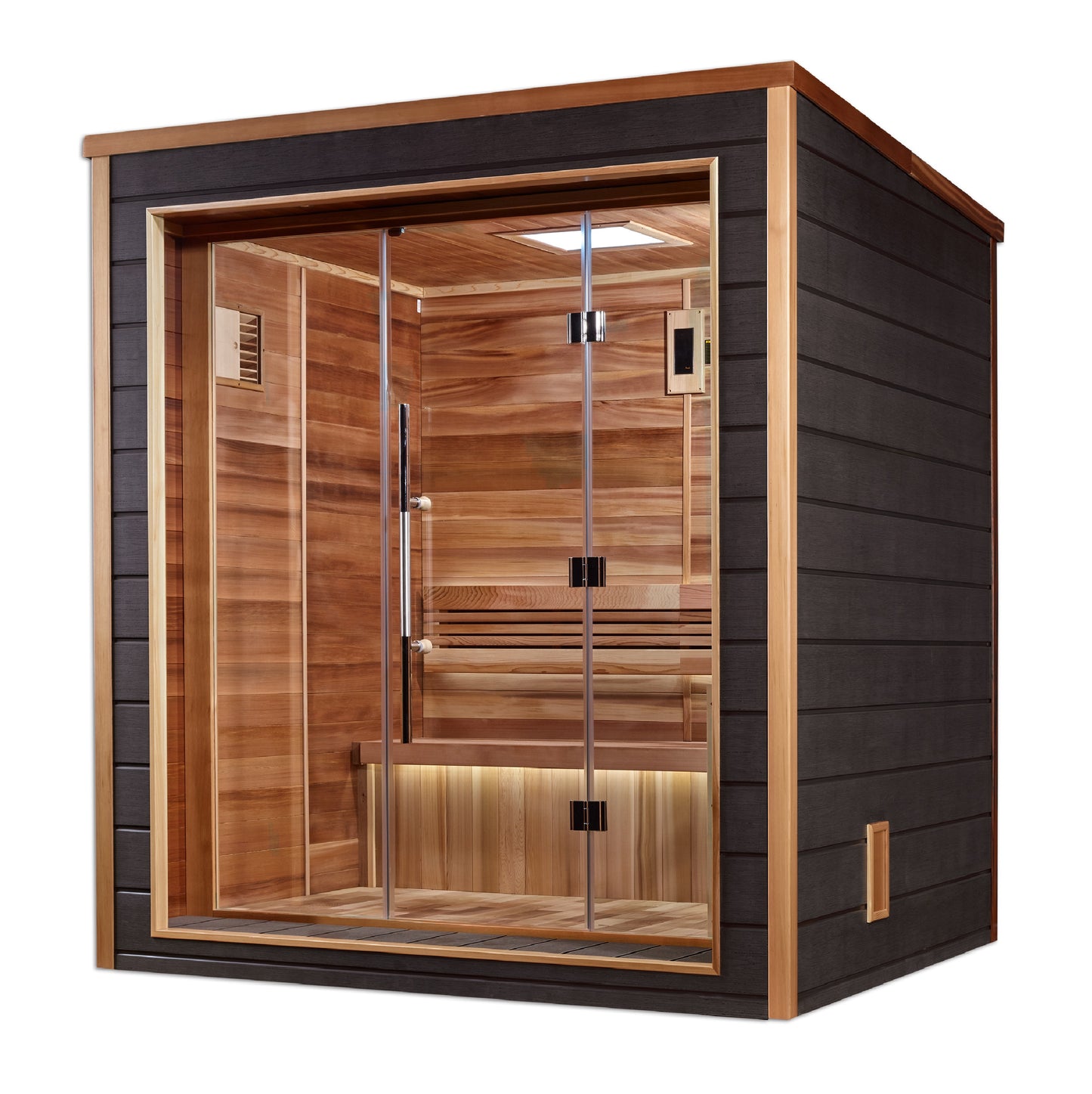 Golden Designs Drammen 3 Person Outdoor Traditional Sauna - Canadian Red Cedar Interior