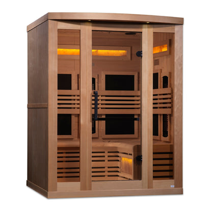 Golden Designs Reserve Edition 3-Person Full Spectrum Infrared Sauna with Himalayan Salt Bar (Canadian Hemlock)