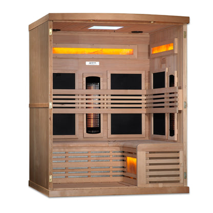 Golden Designs Reserve Edition 3-Person Full Spectrum Infrared Sauna with Himalayan Salt Bar (Canadian Hemlock)