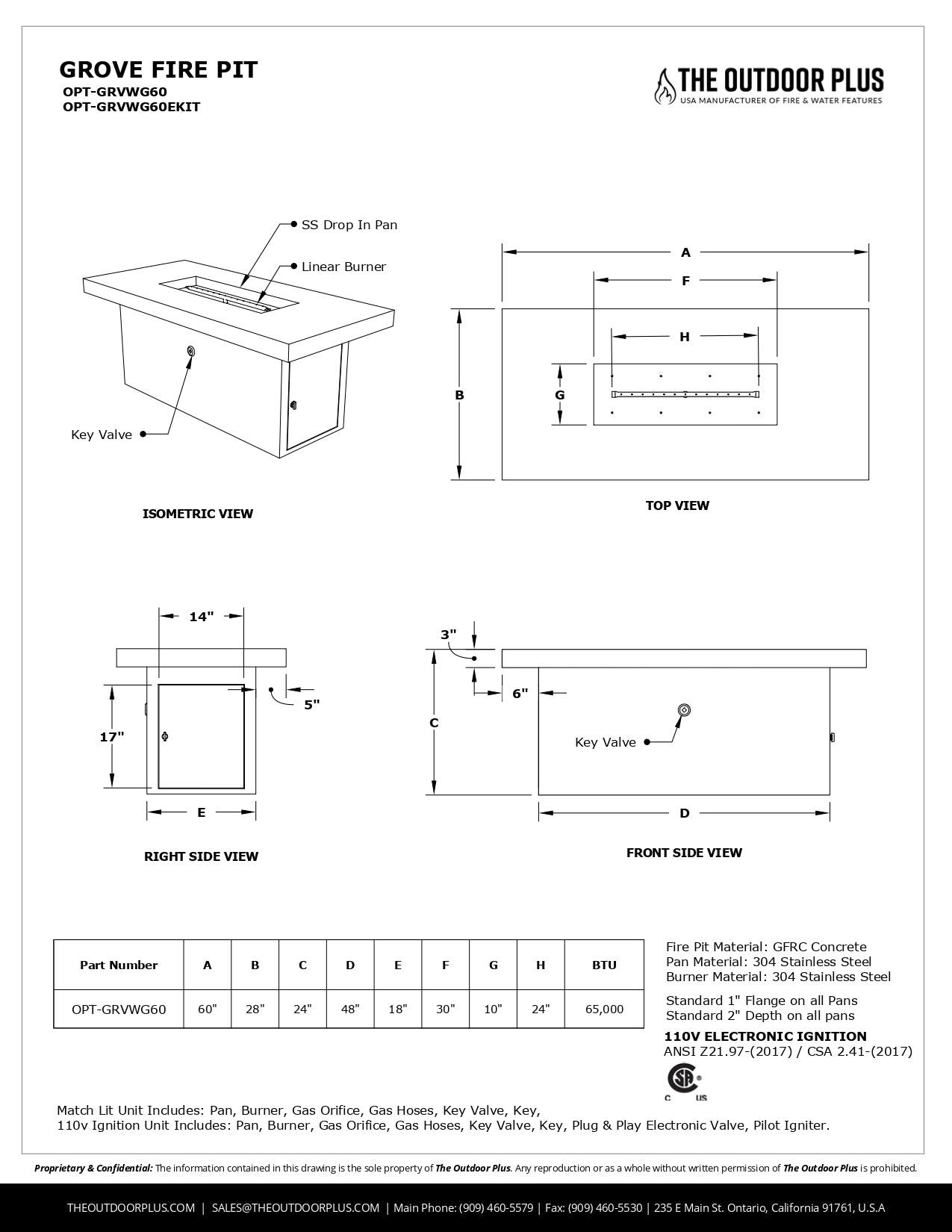 The Outdoor Plus Grove Wood Grain Fire Pit - Free Cover