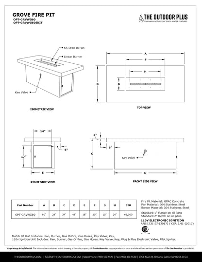 The Outdoor Plus Grove Wood Grain Fire Pit - Free Cover