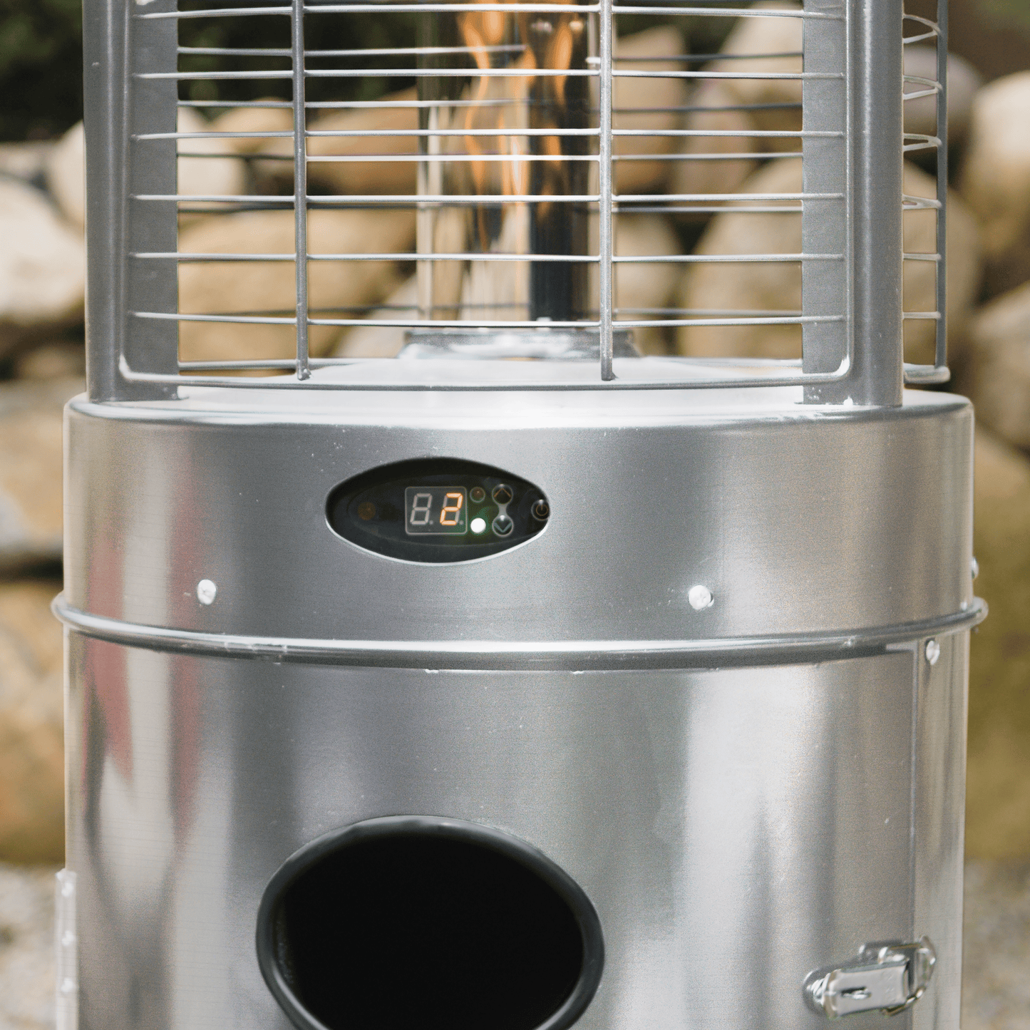 Helios Illume Stainless Steel Flame Tower Heater, 82.5”, 35,000 BTUs - Propane