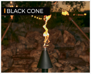 Black Cone Gas Tiki Torch / Manual Light - Free Cover
