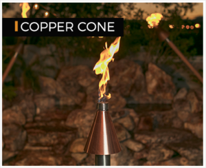 Copper Cone Gas Tiki Torch / Manual Light - Free Cover