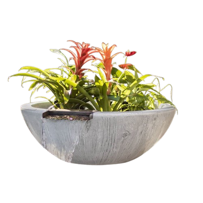 The Outdoor Plus Sedona Wood Grain Concrete Planter & Water Bowl